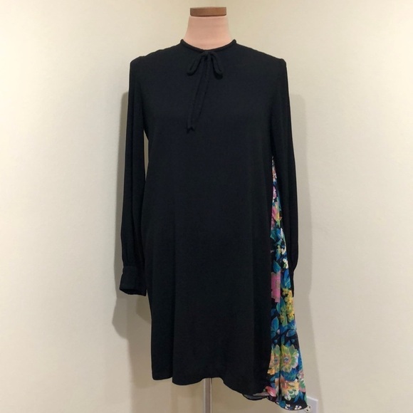 MSGM Floral Pleat Dress Size 38 IT US 2 Black - Picture 2 of 10